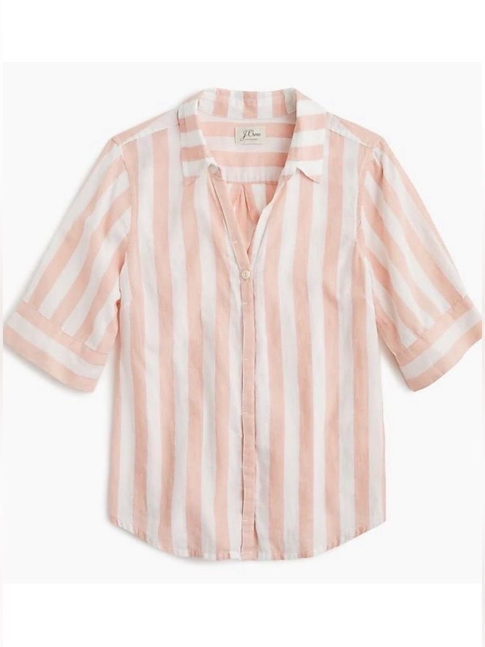 J. Crew Trademark Pink & White Striped Button-Down Shirt Women's Sz XL